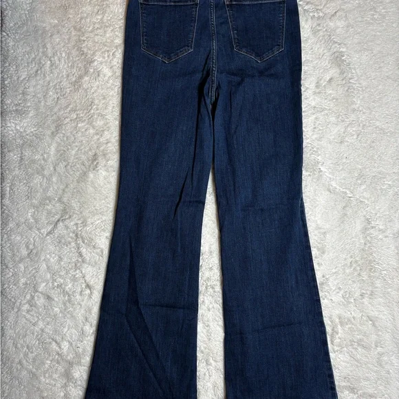 LC Lauren Conrad Flare Jeans Size 10 Dark Wash High Rise Wide Hem Denim - Picture 3 of 3